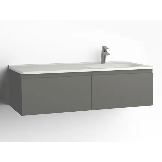 Flow bathroom cabinet with washbasin 1200 right 2 drawers, single finish