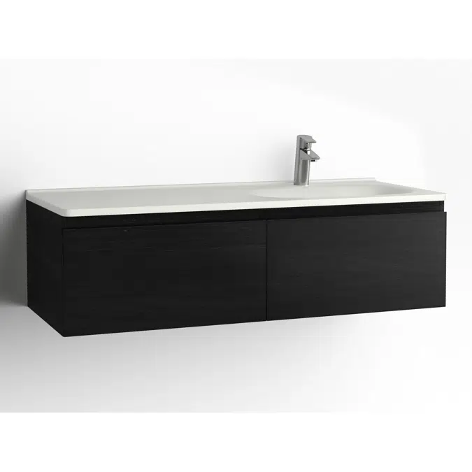 Flow bathroom cabinet with washbasin 1200 right 2 drawers, single finish