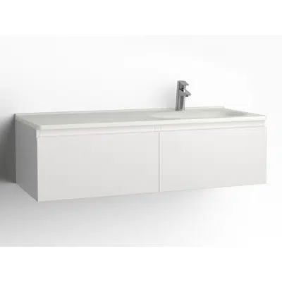 画像 Flow bathroom cabinet with washbasin 1200 right 2 drawers, single finish