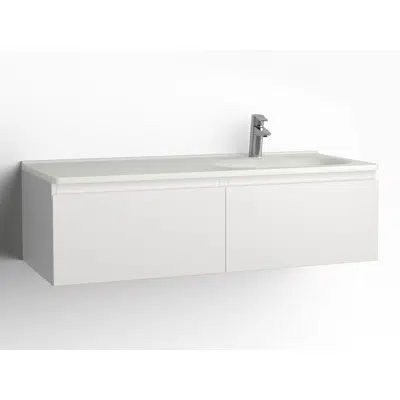 Image for Flow bathroom cabinet with washbasin 1200 right 2 drawers, single finish