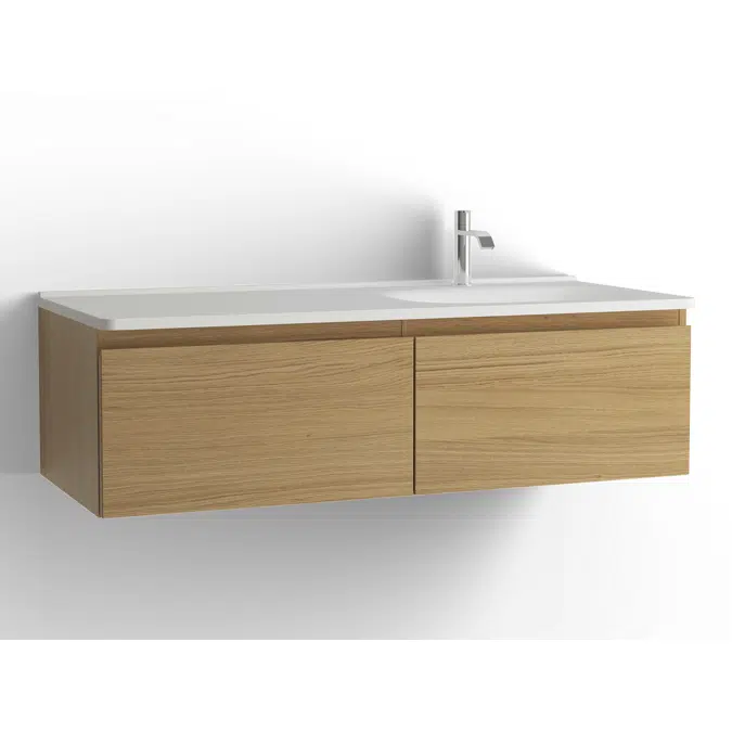 Flow bathroom cabinet with washbasin 1200 right 2 drawers, single finish