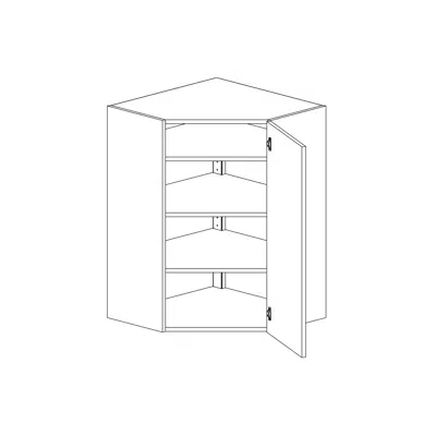 bild för Väggskåp med tre hyllor hörnmodell diagonal (850mm) 600/600mm