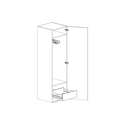 imagem para High cabinet height 2100mm with internal drawer and bottom protection 600mm