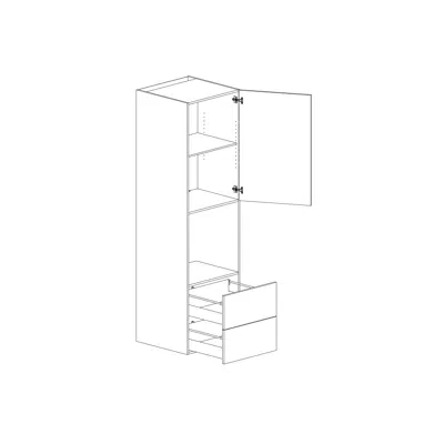 Image for High cabinet height 2100mm with opening 590mm two drawers one door 600mm