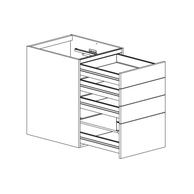 Base cabinet with four drawers 500mm