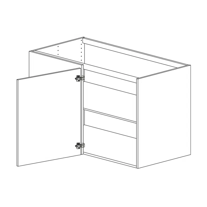 Base cabinet corner with one shelf and screen 1200mm