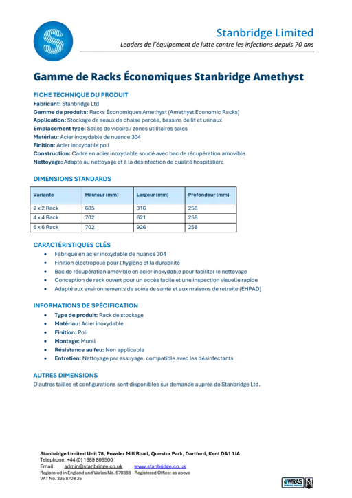 Fiche Technique BIM 2025 - Gamme de racks économiques Stanbridge Amethyst.pdf