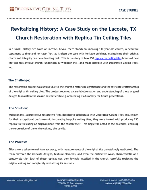 Revitalizing History_ A Case Study on the Lacoste, TX Church Restoration with Replica Tin Ceiling Tiles.pdf