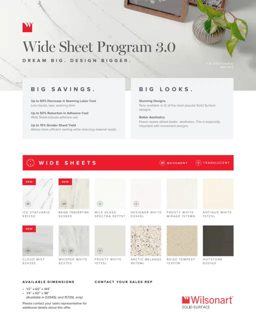 Solid Surface Wide Sheet Program 3.0