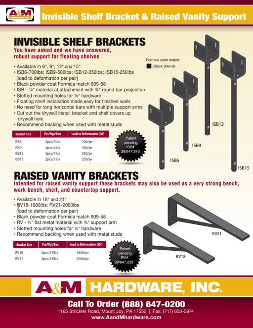 Invisible Shelf Cutsheet