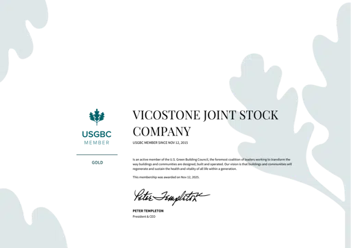 USGBC Gold Membership Certificate - VICOSTONE.pdf