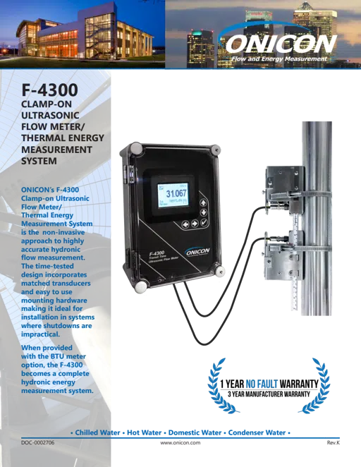 F-4300 Clamp-on Ultrasonic Flow Meter Catalog Sheet