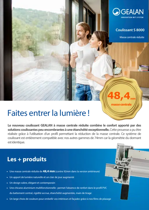 Coulissant S 8000 masse centrale réduite