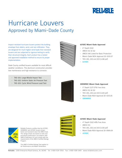 Hurricane and Wind Driven Rain Louvers Marketing Flyer