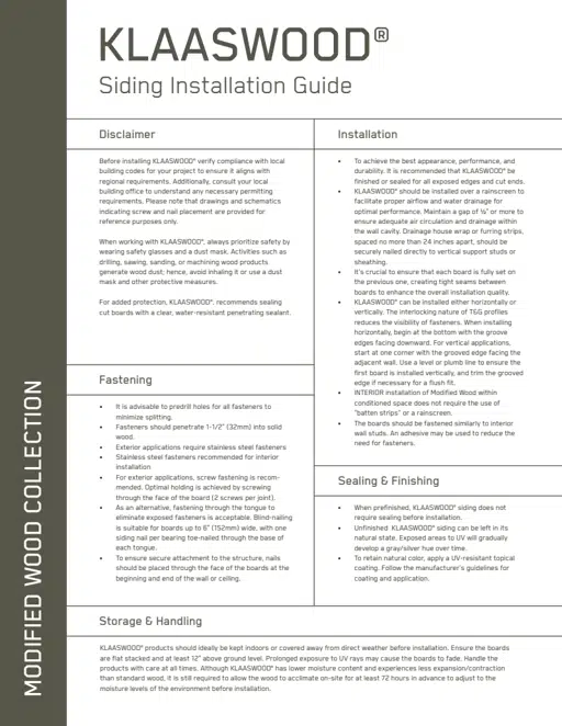KWD Installation Sheet - Siding