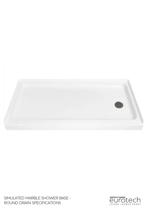 Simulated Marble Shower Base - Round Drain Specifications