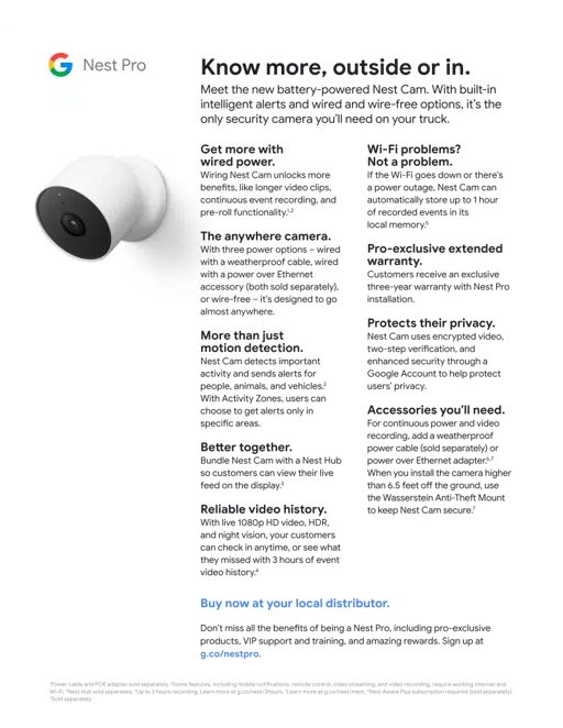 Nest Cam Battery Infosheet