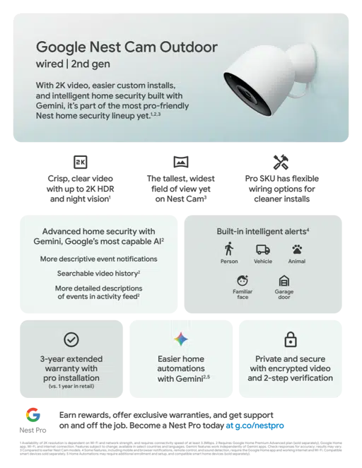Nest Cam Outdoor (wired, 2nd gen) Infosheet