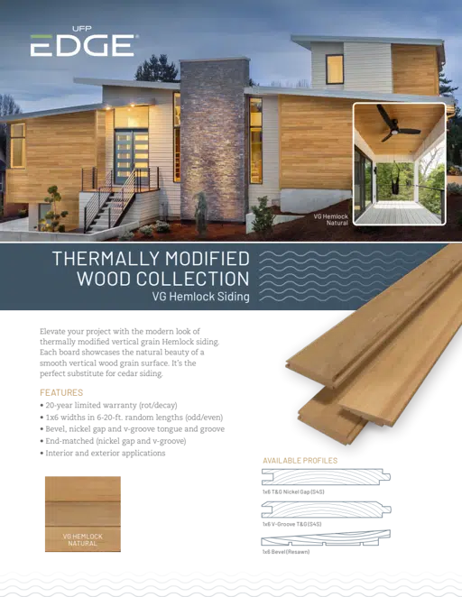 Thermally Modified Wood Sell Sheet - VG Hemlock