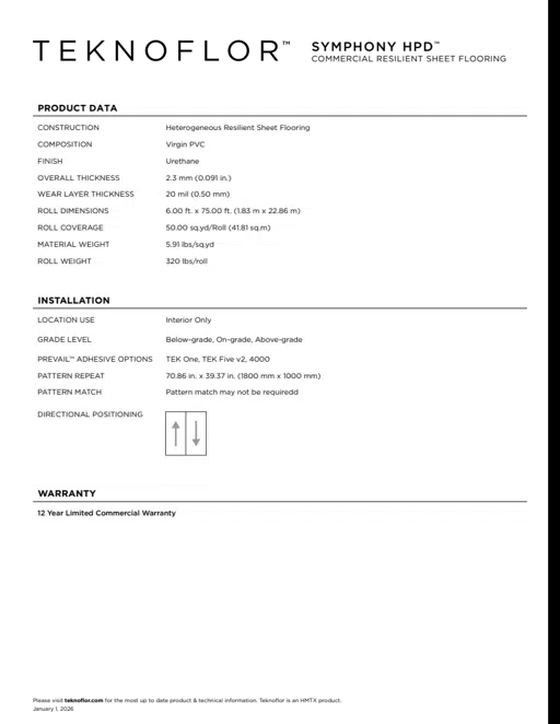 Teknoflor Symphony HPD - Full Spec Sheet